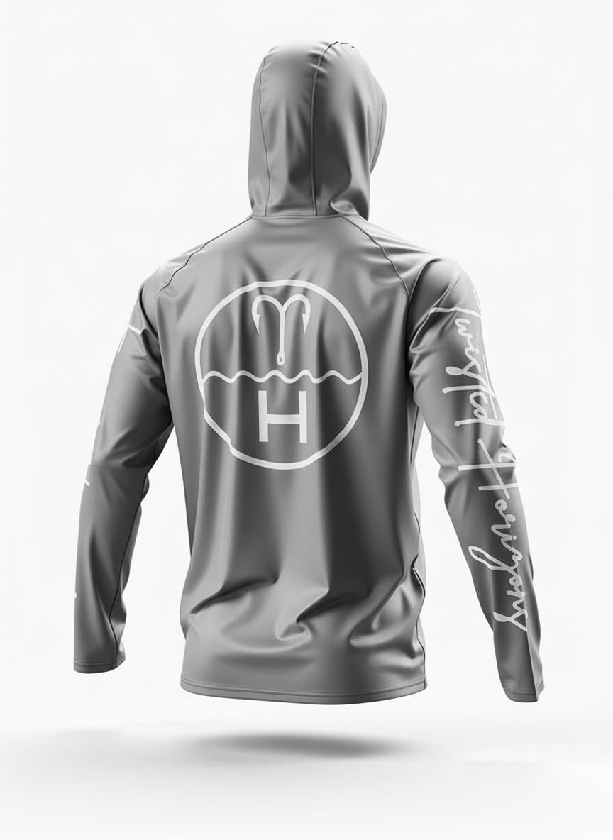 Signature Grey UPF 50+ hooded fishing shirt