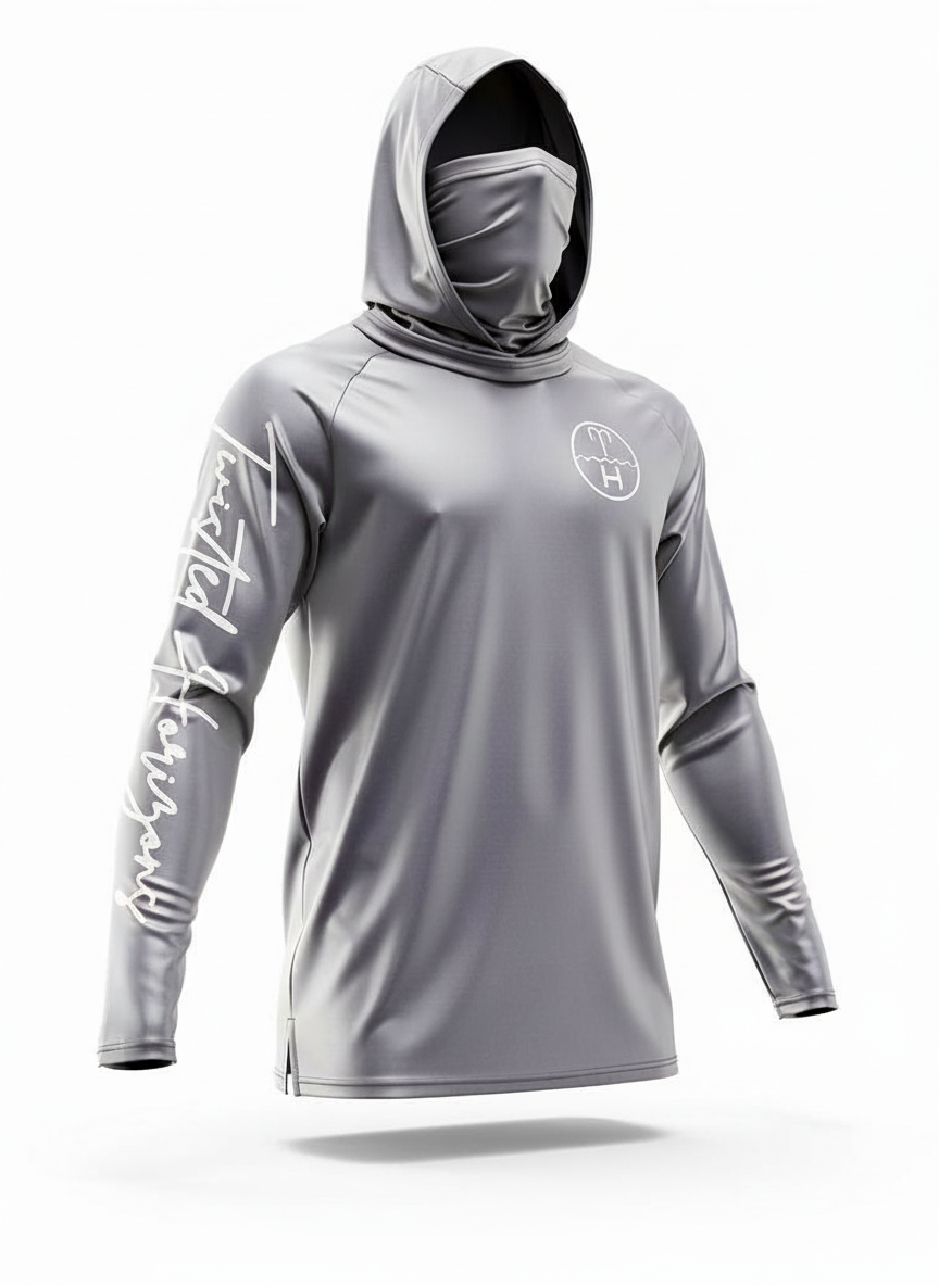 Signature Grey UPF 50+ hooded fishing shirt