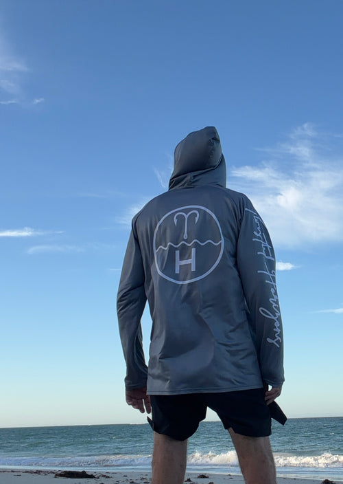Signature Grey UPF 50+ hooded fishing shirt